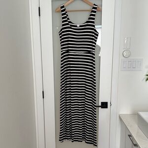 Black & White Striped Tank Maxi Dress